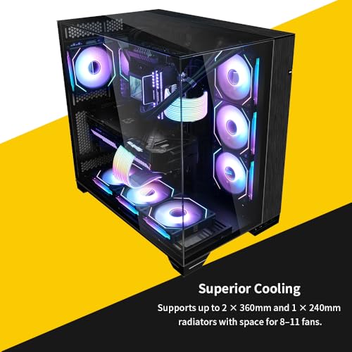 Lian Li O11 Vision Three sided tempered glass panels Dual chamber ATX Mid Tower Up to 2 360mm radiators Removable motherboard tray for PC building Up to 455mm large GPUs O11VX US