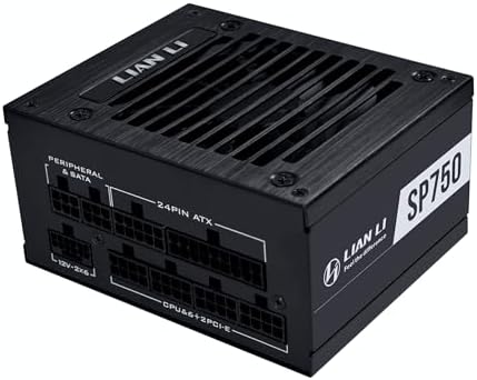 Lian Li SP V2 750 Watt SFX Form Factor Power Supply with Native 12V 2x6 Cable   Low Noise   80  Gold Efficiency   ATX 3 1 & PCIe 5 0 Compliant   92mm FDB Fan   10 Year Warranty   Black  SP750G B 