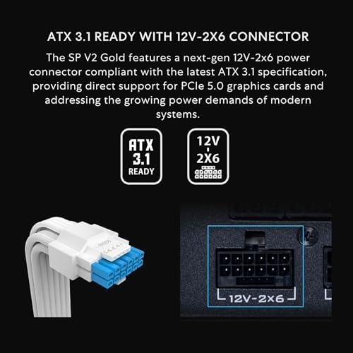 Lian Li SP V2 750 Watt SFX Form Factor Power Supply with Native 12V 2x6 Cable   Low Noise   80  Gold Efficiency   ATX 3 1 & PCIe 5 0 Compliant   92mm FDB Fan   10 Year Warranty   Black  SP750G B 