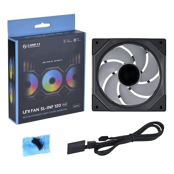Lian Li UNI Fan SL-Infinity - Paquete de 140 unidades, diseño de cadena de ventilador ARGB, espejo infinito, efectos de iluminación personalizables, sin controlador, blanco (UF-SLIN140-1W)