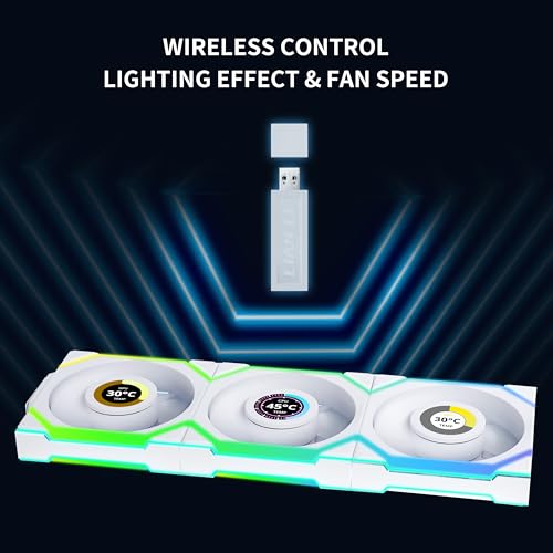 Lian Li UNI Fan SL LCD Wireless 120mm ARGB Fan   Triple Pack   1 6 LCD   2 4 GHz Wireless Signal for RGB Control   Daisy Chain Design   Controller Included and Required   Black  12SLLCD1W3B 