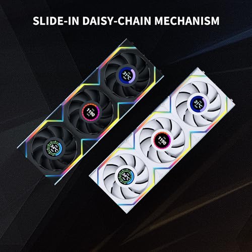 Lian Li UNI Fan SL LCD Wireless 120mm ARGB Fan   Triple Pack   1 6 LCD   2 4 GHz Wireless Signal for RGB Control   Daisy Chain Design   Controller Included and Required   Black  12SLLCD1W3B 