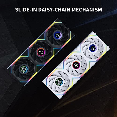 Lian Li UNI Fan SL LCD Wireless 120mm ARGB Fan   Triple Pack   1 6 LCD   2 4 GHz Wireless Signal for RGB Control   Daisy Chain Design   Controller Included and Required   Black  12SLLCD1W3B 