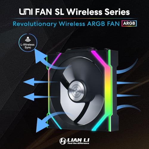 Lian Li UNI Fan SL LCD Wireless 120mm ARGB Fan   Triple Pack   1 6 LCD   2 4 GHz Wireless Signal for RGB Control   Daisy Chain Design   Controller Included and Required   Black  12SLLCD1W3B 