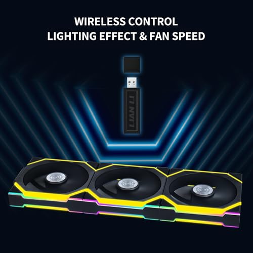 Lian Li UNI Fan SL LCD Wireless 120mm ARGB Fan   Triple Pack   1 6 LCD   2 4 GHz Wireless Signal for RGB Control   Daisy Chain Design   Controller Included and Required   Black  12SLLCD1W3B 
