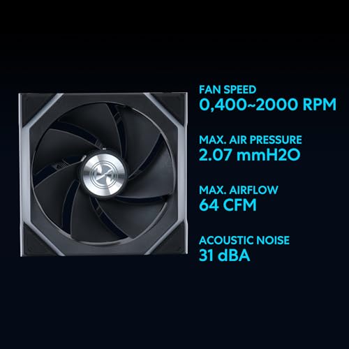 Lian Li UNI Fan SL LCD Wireless 120mm ARGB Fan   Triple Pack   1 6 LCD   2 4 GHz Wireless Signal for RGB Control   Daisy Chain Design   Controller Included and Required   Black  12SLLCD1W3B 