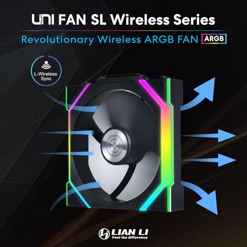 Lian Li UNI Fan SL LCD Wireless 120mm ARGB Fan   Triple Pack   1 6 LCD   2 4 GHz Wireless Signal for RGB Control   Daisy Chain Design   Controller Included and Required   Black  12SLLCD1W3B 