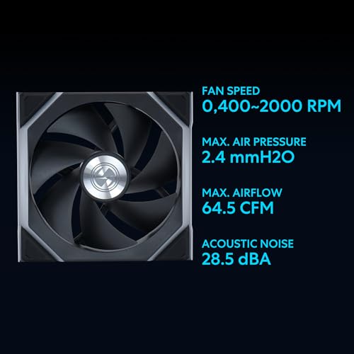 Lian Li UNI Fan SL LCD Wireless 120mm ARGB Fan   Triple Pack   1 6 LCD   2 4 GHz Wireless Signal for RGB Control   Daisy Chain Design   Controller Included and Required   Black  12SLLCD1W3B 