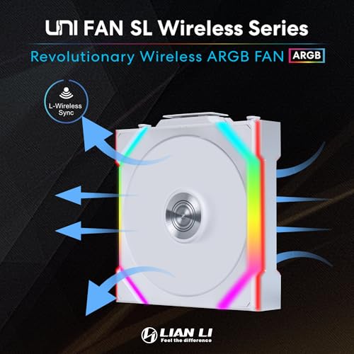 Lian Li UNI Fan SL LCD Wireless 120mm ARGB Fan   Triple Pack   1 6 LCD   2 4 GHz Wireless Signal for RGB Control   Daisy Chain Design   Controller Included and Required   Black  12SLLCD1W3B 