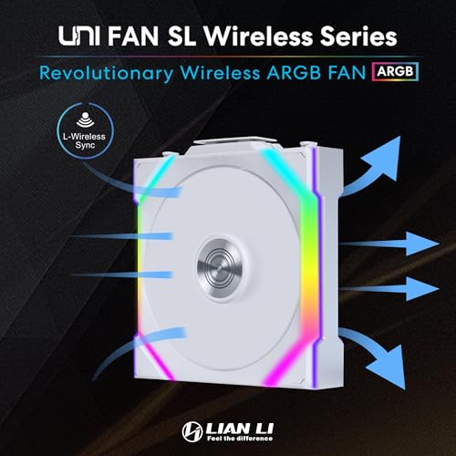 Lian Li UNI Fan SL LCD Wireless 120mm ARGB Fan   Triple Pack   1 6 LCD   2 4 GHz Wireless Signal for RGB Control   Daisy Chain Design   Controller Included and Required   Black  12SLLCD1W3B 