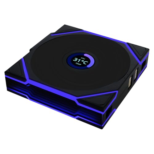 Lian Li UNI Fan TL LCD Wireless 120 Triple Pack  Reverse Blade  2 4 GHz Wireless Signal ARGB Fan Infinity Mirror Daisy Chain Customizable Lighting Controller Included & Required   Black 12RTLLCD1W3B