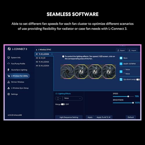 Lian Li UNI Fan TL Wireless 120 Triple Pack  Reverse Blade  2 4 GHz Wireless Signal ARGB Fan Infinity Mirror Daisy Chain Design Customizable Lighting Controller Included & Required   Black 12RTL1W3B 