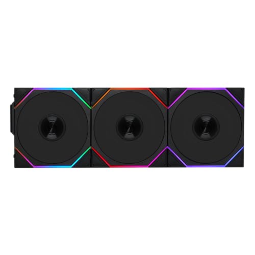 Lian Li UNI Fan TL Wireless 120 Triple Pack  Reverse Blade  2 4 GHz Wireless Signal ARGB Fan Infinity Mirror Daisy Chain Design Customizable Lighting Controller Included & Required   Black 12RTL1W3B