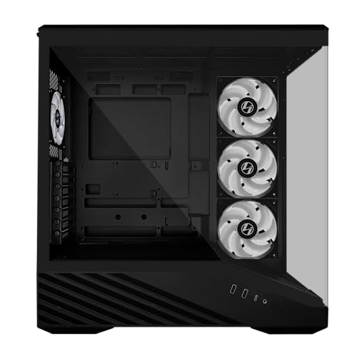 Lian Li V100 ATX Mid Tower PC Case  4 x 120mm ARGB PWM Fans Pre Installed  LED RGB Strip  Display Platform with Tempered Glass  Support 420mm GPUs  360mm Radiator  Optimized Airflow   Black  V100RX
