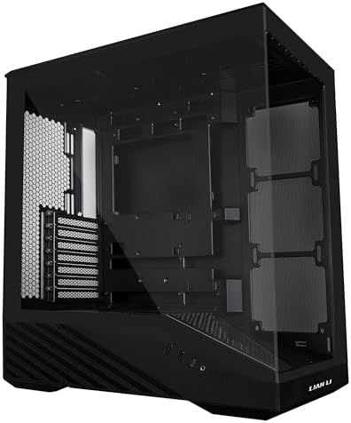 Lian Li V100 ATX Mid Tower PC Case  4 x 120mm ARGB PWM Fans Pre Installed  LED RGB Strip  Display Platform with Tempered Glass  Support 420mm GPUs  360mm Radiator  Optimized Airflow   Black  V100RX 