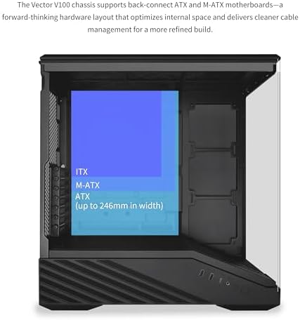 Lian Li V100 ATX Mid Tower PC Case  4 x 120mm ARGB PWM Fans Pre Installed  LED RGB Strip  Display Platform with Tempered Glass  Support 420mm GPUs  360mm Radiator  Optimized Airflow   Black  V100RX