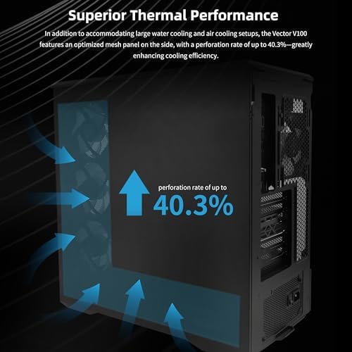Lian Li V100 ATX Mid Tower PC Case  4 x 120mm ARGB PWM Fans Pre Installed  LED RGB Strip  Display Platform with Tempered Glass  Support 420mm GPUs  360mm Radiator  Optimized Airflow   Black  V100RX 