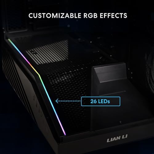 Lian Li Vector V100 MINI Micro Form Factor Compact PC Case  Panoramic Tempered Glass  Support Backet Connect Micro ATX  415mm GPUs  360mm Radiator  9 x 120mm Fans  Dust Filiter  RGB   Black  V100MIX 