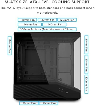 Lian Li Vector V100 MINI Micro Form Factor Compact PC Case  Panoramic Tempered Glass  Support Backet Connect Micro ATX  415mm GPUs  360mm Radiator  9 x 120mm Fans  Dust Filiter  RGB   Black  V100MIX 