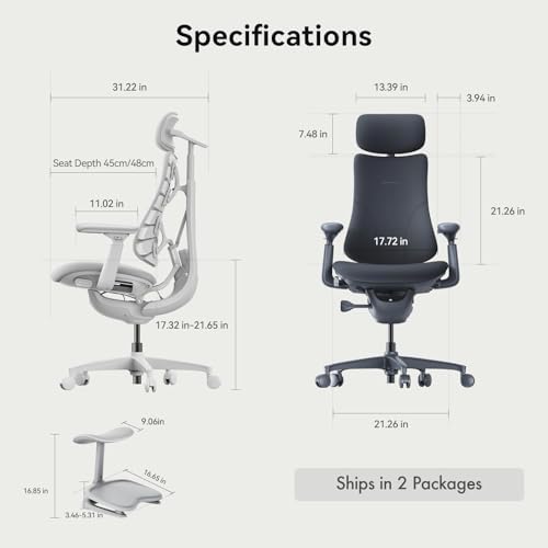LiberNovo Dynamic Ergonomic Desk Chair   StepSync Footrest Bundle   Comfy Home Office Chair with Adaptive Lumbar Support  160  Recline & Built in Spine Stretch  Black 48cm