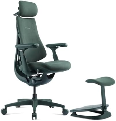 LiberNovo Dynamic Ergonomic Desk Chair   StepSync Footrest Bundle   Comfy Home Office Chair with Adaptive Lumbar Support  160  Recline & Built in Spine Stretch  Black 48cm