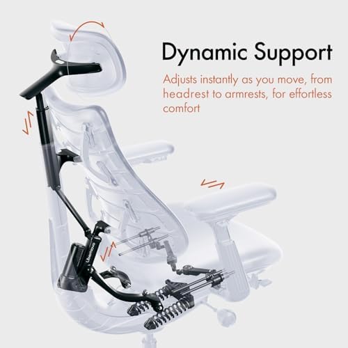 LiberNovo Dynamic Ergonomic Desk Chair   StepSync Footrest Bundle   Comfy Home Office Chair with Adaptive Lumbar Support  160  Recline & Built in Spine Stretch  Black 48cm