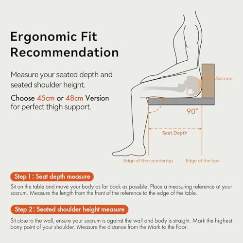 LiberNovo Dynamic Ergonomic Desk Chair   StepSync Footrest Bundle   Comfy Home Office Chair with Adaptive Lumbar Support  160  Recline & Built in Spine Stretch  Black 48cm