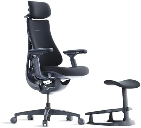LiberNovo Dynamic Ergonomic Office Chair   Comfy Adjustable Desk Chair with Adaptive Lumbar Support  160  Recline & Built in Spine Stretch for Back Comfort  Home Office Long Hours Use  Black 48cm