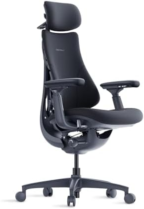 LiberNovo Dynamic Ergonomic Office Chair  Comfy Adjustable Desk Chair with Adaptive Lumbar Support  160  Recline  Built in Spine Stretch for Back Comfort  Home Office Long Hours Use  Black  48cm