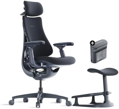 LiberNovo Dynamic Ergonomic Office Chair  Comfy Adjustable Desk Chair with Adaptive Lumbar Support  160  Recline  Built in Spine Stretch for Back Comfort  Home Office Long Hours Use  Black  48cm