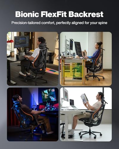 LiberNovo PRO Dynamic Ergonomic Office Chair with Active Airflow Seat Ventilation  2 Fan Speeds for Instant Cooling  5 Recline  Built in Spine Stretch  Comfy Desk Chair for Long Hours  Graphite  48cm