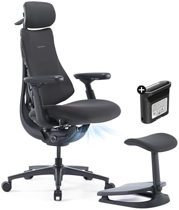 LiberNovo PRO Dynamic Ergonomic Office Chair with Active Airflow Seat Ventilation  2 Fan Speeds for Instant Cooling  5 Recline  Built in Spine Stretch  Comfy Desk Chair for Long Hours  Graphite  48cm