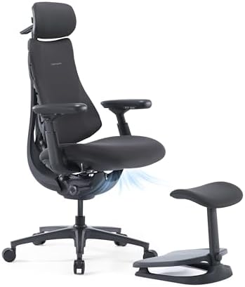 LiberNovo PRO Dynamic Ergonomic Office Chair with Active Airflow Seat Ventilation  2 Fan Speeds for Instant Cooling  5 Recline  Built in Spine Stretch  Comfy Desk Chair for Long Hours  Graphite  48cm