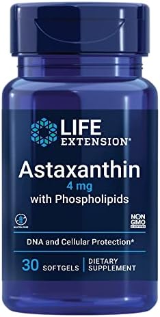 Life Extension Astaxanthin with Phospholipids   Antioxidant Support  Eye Health   Algae Derived   Gluten Free  Non GMO   30 Softgels
