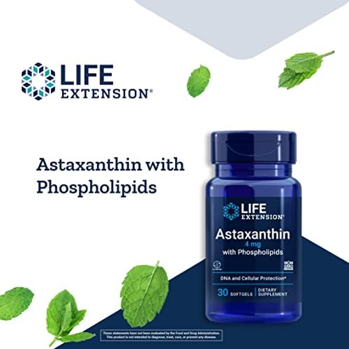 Life Extension Astaxanthin with Phospholipids   Antioxidant Support  Eye Health   Algae Derived   Gluten Free  Non GMO   30 Softgels