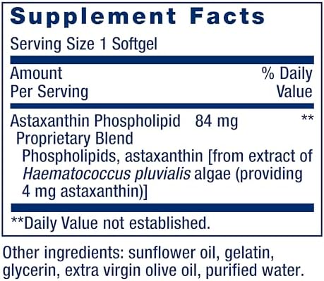 Life Extension Astaxanthin with Phospholipids   Antioxidant Support  Eye Health   Algae Derived   Gluten Free  Non GMO   30 Softgels