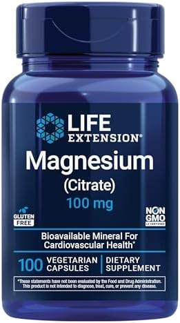 Life Extension Magnesium Citrate 100 mg Vegetarian Capsules  Blue  100 Count