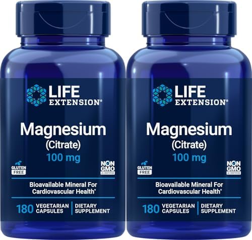 Life Extension Magnesium Citrate 100 mg Vegetarian Capsules  Blue  100 Count