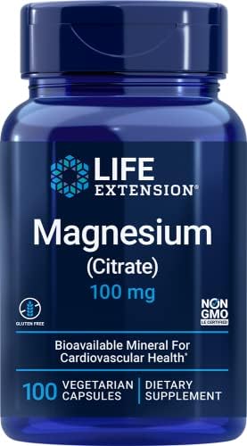 Life Extension Magnesium Citrate 100 mg Vegetarian Capsules  Blue  100 Count