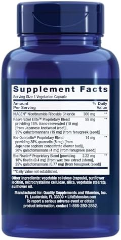 Life Extension NAD  Cell Regenerator  and Resveratrol Elite    nicotinamide riboside  Trans resveratrol  quercetin  Fisetin  Heart Health  Healthy Aging  Vegetarian  Non GMO  Gluten Free  30 Capsules