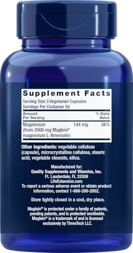 Life Extension Neuro Mag 150 Vegetarian Capsules  Pack of 2   Magnesium L Threonate  Magtein Supplement