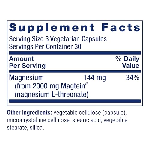 Life Extension Neuro Mag Magnesium L Threonate  Memory Health  Quick Thinking  Cognitive Health Support  Vegetarian  Non GMO  90 Vegetarian Capsules  144 mg from 2000 mg Magtein magnesium L threonate