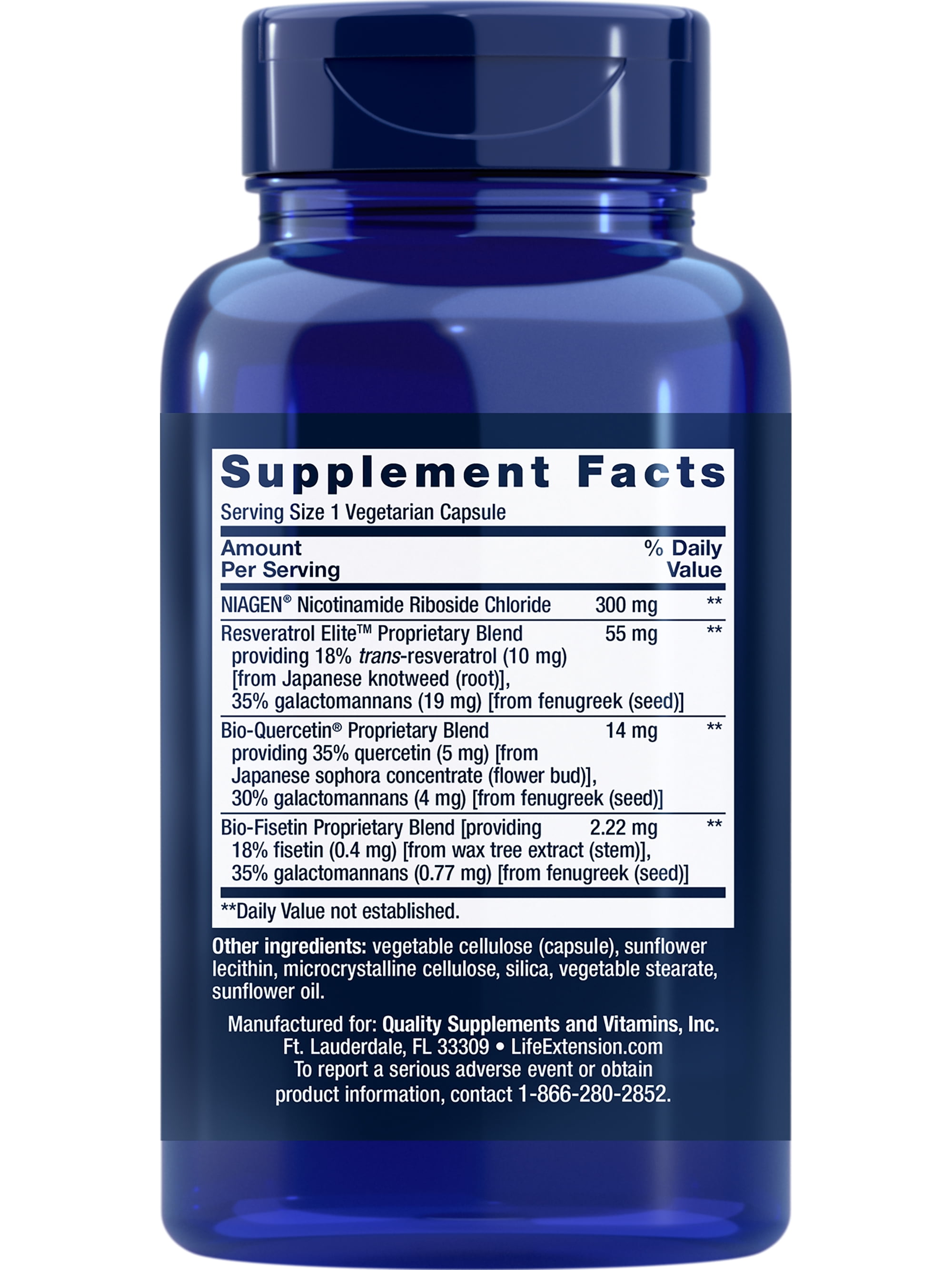 Life Extension Optimizado Nad  Regenerador Celular y Resveratrol 30 Cápsulas Vegetales