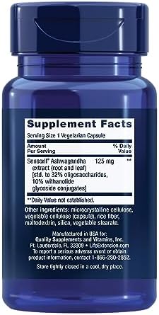Life Extension Optimized Ashwagandha   Stress Management Supplement for a Healthy Stress Response  Focus  Memory  Stress Relief   Vegetarian  Gluten Free  Non GMO  60 Capsules