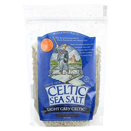 Sal marina gruesa celta gris claro, bolsa de 1 libra