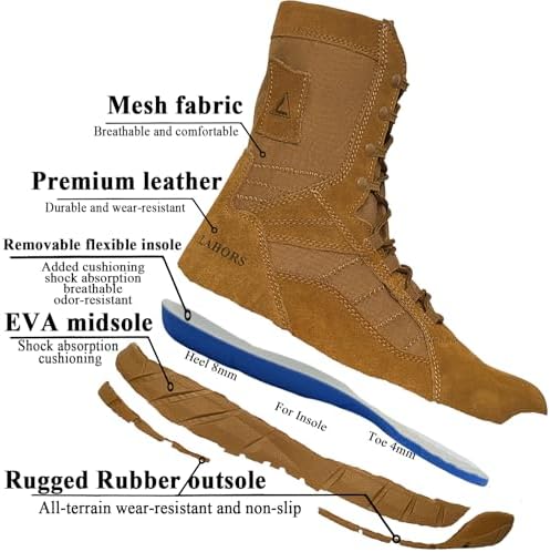 Lightweight Man Tactical Military Boots Combat Boots Anti Collision Side Zipper Training Lace Up Outdoor Hiking Breathable Shoe