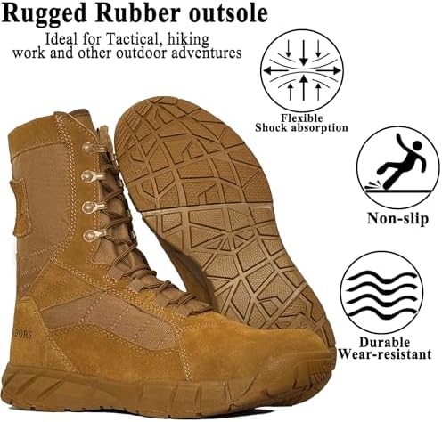 Lightweight Man Tactical Military Boots Combat Boots Anti Collision Side Zipper Training Lace Up Outdoor Hiking Breathable Shoe