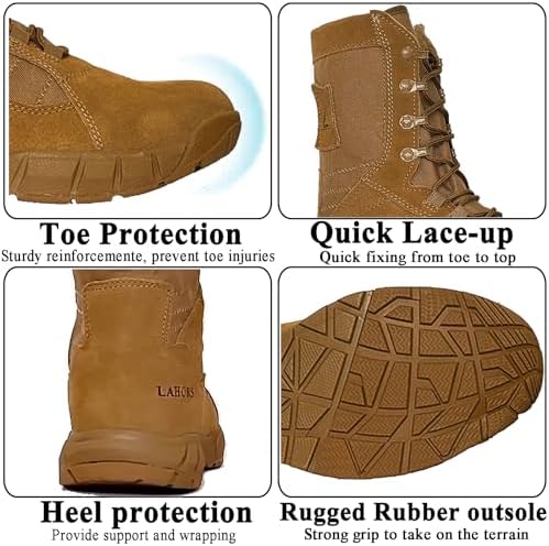Lightweight Man Tactical Military Boots Combat Boots Anti Collision Side Zipper Training Lace Up Outdoor Hiking Breathable Shoe