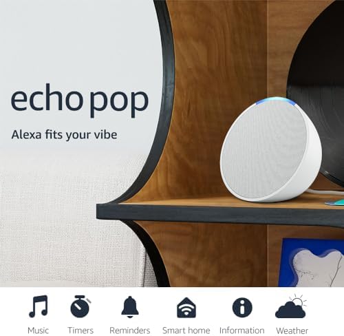 Like New Amazon Echo Pop  newest model   Our smallest Alexa speaker  Fits in any room  Glacier White