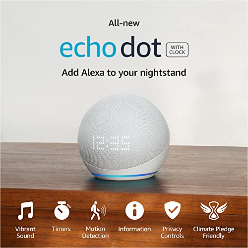 Like New Echo Dot  5th Gen  2022 release  with clock   Smart speaker with clock and Alexa   Glacier White